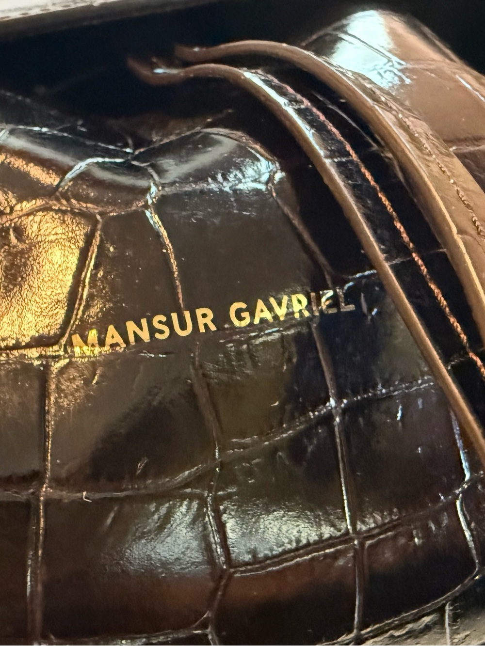 Mansur Gavriel Black Croc-Embossed Ladybag NWOT - Picture 2 of 6